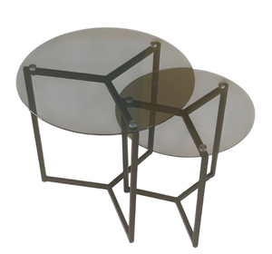 Juego de Mesa de Centro Redonda Moderna de Vidrio Templado con Marco Metálico, Muebles Decorativos para Sala de Estar, Embalaje en Caja Marrón KD, Gran Venta - Product Image 2