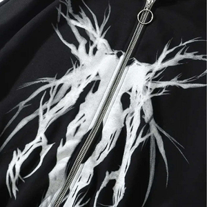 Nouveau sweat à capuche zippé pour homme 2026, couleur crème, effet délavé, avec lettres graffiti brodées, style streetwear, en molleton - Product Image 4