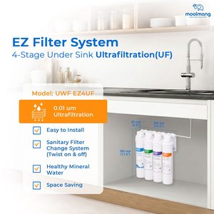 Purificateur d'eau domestique sous-évier Moolmang Premium 11 pouces, 4 étapes, UF, sans réservoir, durée de vie du filtre 12 mois, 1600 GPD, changement rapide - Product Image 2