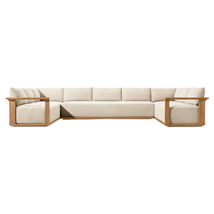 Elegant Minimalist <b>Outdoor</b> Corner <b>Sofa</b> Set Teak Wood with Soft and Waterproof Cushions Modern Sectional <b>Sofa</b> Villa Hotel Use - Product Image 5