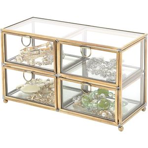 Caja de Cristal con Borde de Latón Antiguo para Venta al por Mayor, Organizador de Maquillaje para Encimera, Caja Transparente para Guardar Joyas, Caja de Recuerdos de Cristal - Product Image 2