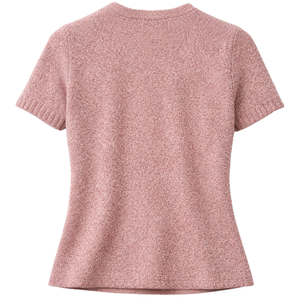T-shirt en tricot texturé à motifs pour femme, manches courtes, col rond, décontracté, pour l'été, doux et extensible, style tendance, allure branchée - Product Image 2