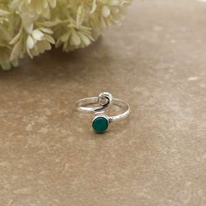 SHYAM JEWELRS Handmade Brass Green Onyx Bezel <b>Set</b> Adjustable Vintage Boho Spiral Wrap Statement <b>Ring</b> for Women & Men - Product Image 2