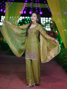 Traje pakistaní bordado de diseñador para mujer, conjunto de kurta y palazzo para fiesta con dupatta, vestido étnico indio festivo para boda - Product Image 4