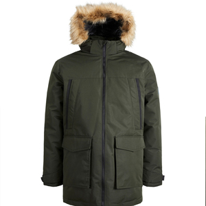 Men Long Plus Size Hooded Nylon Parka <b>Jacket</b> with Thick Padding for Extra Cold Weather Lightweight & Warm Custom Wholesale - Product Image 2