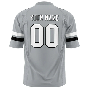 เสื้อฟุตบอลอเมริกันแบบสั่งทำ OEM 100% โพลีเอสเตอร์ คุณภาพพรีเมียม ผ้าตาข่าย ชุดกีฬาทีม คอวี แขนเสื้อลายทาง หมายเลขสั่งทำได้ ป้องกันรังสียูวี UPF 50+ - Product Image 6
