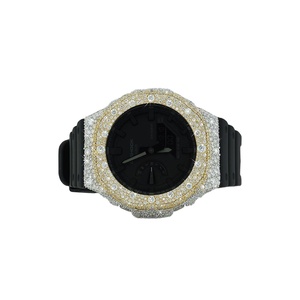 Relojes de Acero Inoxidable con Diamantes de Moissanita, Semi-Engastados y con Correa de Goma Negra, Piezas Atemporales con Caja Redonda Artística para la Moda - Product Image 3