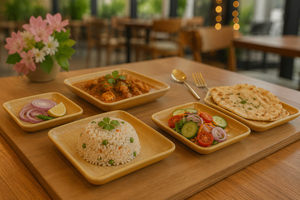 Premium Square Serving <b>Plates</b> and Bowl Set for Dining Stylish <b>Ceramic</b> Dinnerware Display in Cozy Restaurant Table Setting - Product Image 2
