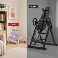 Table d'inversion pliable mini portable avec rouleaux de massage, capacité 330 LBS, équipement de fitness robuste pour la maison