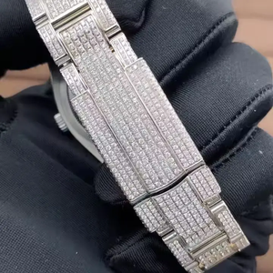 Montre de luxe personnalisée pour homme 41mm en acier inoxydable couleur arc-en-ciel montre avec moissanite et diamant design glacé cadeau parfait pour homme - Product Image 4