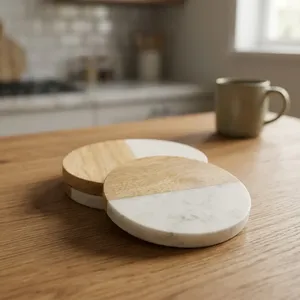 High Demand Handmade Round <b>Marble</b> <b>Coasters</b> Set Premium Natural Stone Drink <b>Coasters</b> Heat Resistant Waterproof Table Mats - Product Image 4