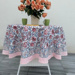 Indian Vintage Red Floral Tablecloth Cotton <b>Table</b> <b>Cover</b> with Napkins Placemats Runner Block Print Dining Decor Boho Home Gift - Product Image 1