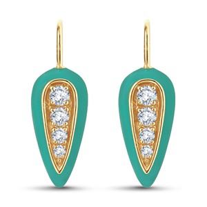 Boucles d'oreilles en forme de goutte d'eau plaquées or rose avec incrustation de diamants ronds pour femmes, bijoux classiques à porter au quotidien - Product Image 2