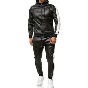 Wholesale Rate Fashion Button Up Collar PU Leather Jacket & Pants Two Piece Set <b>Vintage</b> Retro Bomber Outfits Leather <b>Tracksuit</b> - Product Image 4