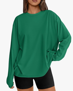 Camiseta de Yoga Oversize de Manga Larga para Mujer 2026, Cuello Redondo Básico, Ropa Casual de Entrenamiento con Tops de Otoño, Ropa Casual Y2K - Product Image 1