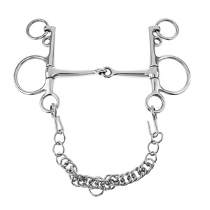 Mors d'équitation avec crochets de bridage, en acier inoxydable robuste, modèle Pelham, pour l'équitation - Product Image 1
