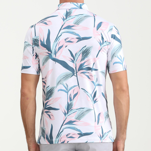 Camisa Polo de Manga Corta con Estampado Floral Blanco para Hombre, Algodón Popelina, Corte Regular Informal, Diseño Transpirable - Product Image 2