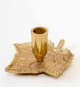 <b>Brass</b> Leaf <b>Candlestick</b> Holder Gold Metal Pillar Candle Stand Heat Resistant Home Decoration - Product Image 3