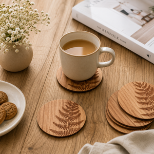 Premium Acacia Wood Drink Coaster 4.5 Inch Round| Handmade Wooden <b>Table</b> <b>Protector</b> for Coffee Mug Cup Glass Home and Office Decor - Product Image 3