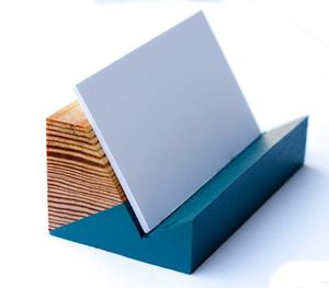 Portatarjetas de visita de madera, organizador de escritorio minimalista rectangular, suministros de oficina multiusos - Product Image 3