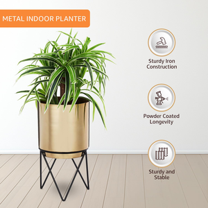 Strylish Modern <b>Iron</b> Flower Planter Decorative Durable <b>Lightweight</b> Indoor Outdoor Garden Home Office Use - Product Image 2