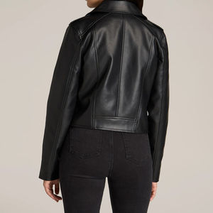 Chaqueta de Cuero Satinado de Primera Calidad para Mujer, Elegante, Hecha a Medida, Forro de Nailon, Impermeable, Resistente al Viento, Ecológica, con Cierre de Cremallera - Product Image 6