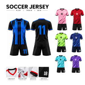 Camiseta de Fútbol para Hombre, Negra con Rayas Azules, Manga Corta, Cuello Redondo, Absorbe la Humedad, Uniforme Sublimado, Talla Adulto - Product Image 3