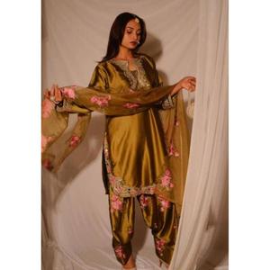 New Designer Party Wear Salwar Kameez with Farshi Heavy Japan Satin <b>Material</b> <b>Embroidery</b> Quick Dry Modern Style All Seasons - Product Image 1