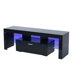 Alla moda TV Stand Cabinet LED luce cintura Remote vetro temprato maniglia in metallo per soggiorno camera da letto disponibile nero - Product Image 5