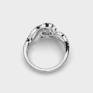Luxury Women's White <b>Gold</b> Diamond <b>Cocktail</b> <b>Ring</b> Round Brilliant Cut Pave Setting Geometric Design Engagement Fine Jewelry - Product Image 3