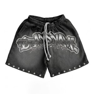 Conjuntos de Camisas y Pantalones Cortos Negros con Logotipo Personalizado para Hombre, Estilo Lavado Ácido, para Ropa Urbana de Verano, Conjuntos Modernos para Actividades al Aire Libre - Product Image 4