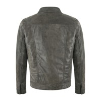 Veste en cuir de buffle vintage grise pour homme, véritable cuir vieilli, fabrication OEM ODM, vente en gros, fabricant de marques privées