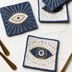 CRYSTAL CRAFT Premium Quality Glass Waterproof <b>Beaded</b> <b>Coasters</b> European Style Customizable Colors & Designs for Home Bar & - Product Image 2