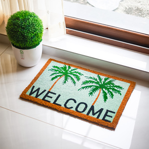 พรมเช็ดเท้าลายปาล์มเขตร้อน Island Welcome Coco Brush  วัสดุใยมะพร้าวพิมพ์ลาย  ด้านหลังเป็น PVC  สำหรับตกแต่งบ้าน  ดีไซน์สวยงาม  ใช้สำหรับทางเข้าบ้าน - Product Image 3