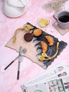 ถาดเรซิ่น 100% ทำมือ ถาดเรซิ่นอีพ็อกซี่คุณภาพสูง พร้อมหูจับสีทอง ถาดเก็บอาหาร ขายดี - Product Image 4