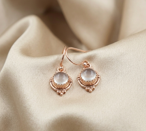 Pendientes colgantes de cristal blanco natural, plata de ley 925, chapados en oro rosa y oro amarillo, joyería boho hecha a mano para regalo de Navidad - Product Image 5