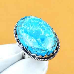 Anillo de Piedra Preciosa Turquesa Ovalada, Plata de Ley 925, Joyería Bohemia Hecha a Mano, Anillo para Mujer, Venta al por Mayor - Product Image 1
