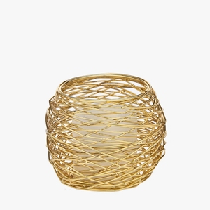 Support de bougie en fil métallique doré en gros, design nid d'abeille rond, centre de table en treillis ouvert, décoration de mariage et de maison - Product Image 3