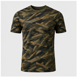 Camiseta de Manga Corta para Hombre con Estampado de Camuflaje en Bronce Oliva Personalizada, Cuello Redondo, MTS-CAMO-0026 - Product Image 1
