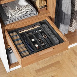 Organizador de cajones de bambú expandible negro natural, bandeja para cubiertos, contenedor para utensilios, para almacenamiento en gabinetes de cocina, venta al por mayor - Product Image 3