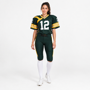 Conjunto de Camiseta de Fútbol Retro de los Años 70 y Pantalones de Compresión Personalizados para Mujer (OEM) - Product Image 1