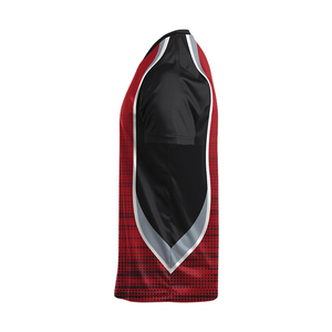 Maillot de football personnalisé pour homme, col en V, sans manches, taille élastique, numéros/noms d'équipe rouges sublimés, 100 % polyester respirant et anti-humidité - Product Image 6