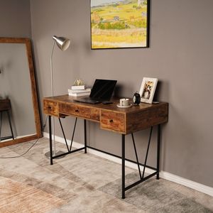 Bureau d'ordinateur moderne rétro en panneaux de particules avec revêtement Triamine et tubes en fer, 120 cm, design 3 pompes - Product Image 1