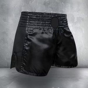 Shorts de combat Muay Thai dernière génération, couleur noire, taille haute, extensibles, séchage rapide, respirants, pour arts martiaux et kick-boxing - Product Image 5