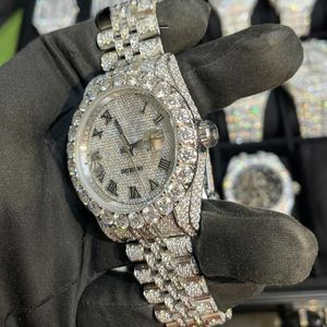 Reloj de Lujo con Incrustaciones de Diamantes VVS Moissanite para Hombre, con Fecha, Esfera Romana, Acero Inoxidable 904L, Estilo Hip Hop - Product Image 2