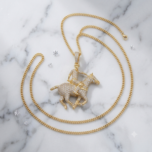 Collier de luxe personnalisé pour homme en or massif 10K avec diamant Moissanite, motif joueur de polo et cheval, pendentif de mode sur mesure, cadeau - Product Image 2