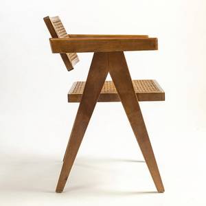 Chaise de salle à manger en bois de style mid-century moderne avec assise et dossier en rotin, design stable pour l'ameublement de la maison - Product Image 2