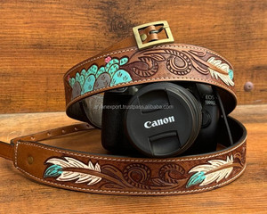 New Stylish & Comfortable Durable & Adjustable Hand Tooled Genuine <b>Leather</b> <b>Camera</b> <b>Strap</b> for Professional DSLR Photographers - Product Image 4