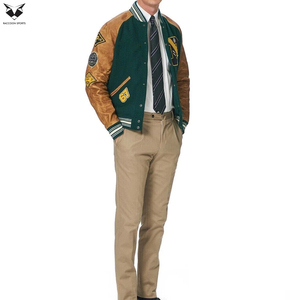 Chaqueta Varsity Personalizada al por Mayor de Alta Calidad para Hombre, Chaqueta de Béisbol con Parches Bordados, Mangas de Cuero y Lana - Product Image 4