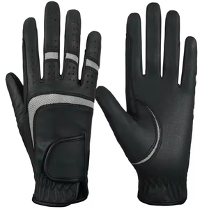 Gants d'équitation en cuir noirs respirants et légers à doigts complets, unisexes, pour l'hiver, avec fermeture à enfiler - Product Image 2